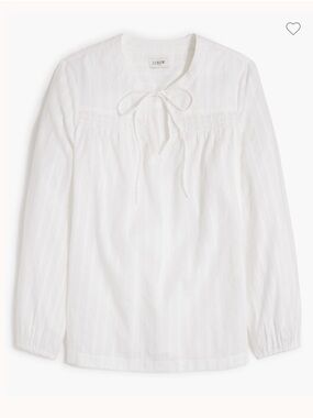 J. Crew White Tie-Neck Long-Sleeve Blouse